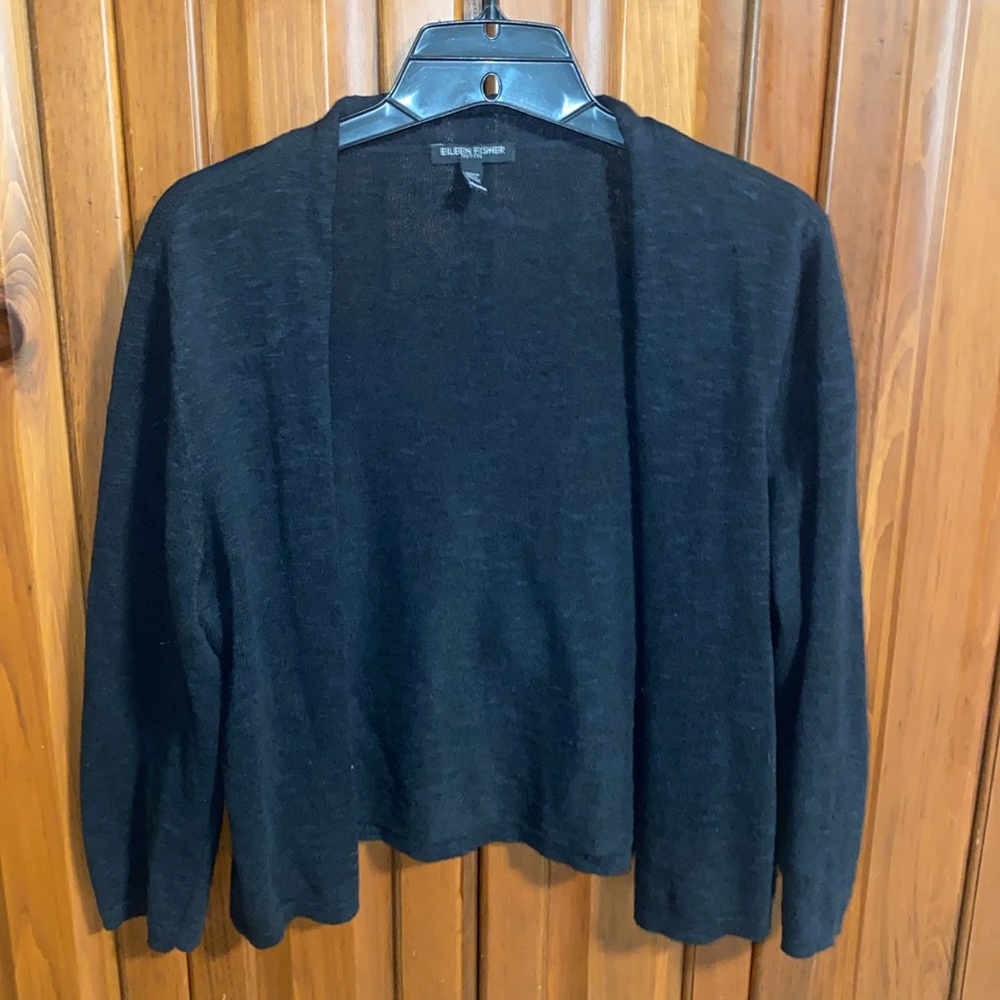 Eileen Fisher petite black cropped sweater/bolero. Size PM
